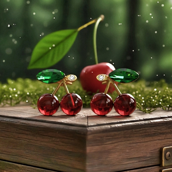 🆕️Cute Cherry Stud Earrings ✨Dainty & Minimalist | 925 Sterling Silver Posts 🍒 - Picture 3 of 11